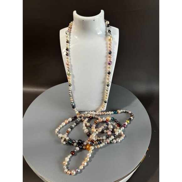 72" Multicolor Baroque Cultured Freshwater Pearl Endless Rope Necklace - Picture 8 of 9